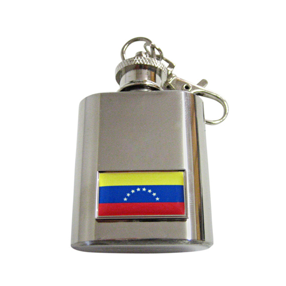 Thin Bordered Venezuela Flag Keychain Flask - Picture 1 of 1